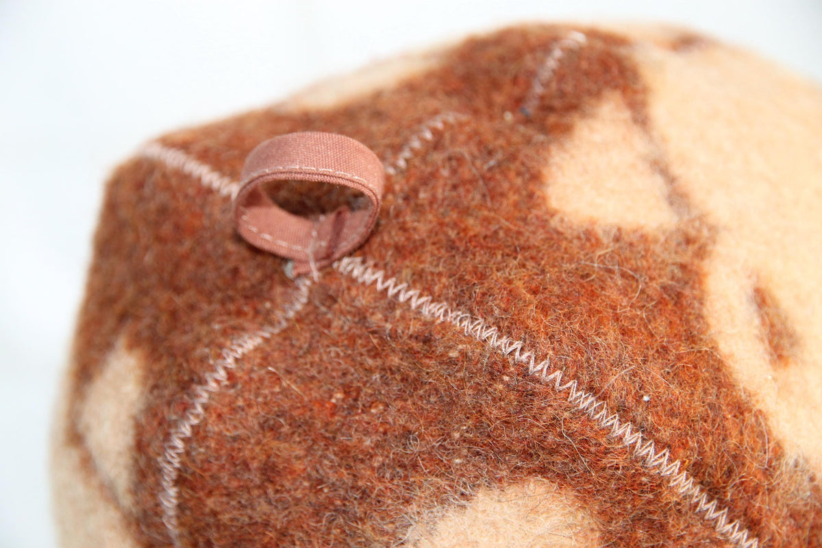 Handmade Upcycled Wool Sauna Hat – Bear Pattern, Sustainable Spa Accessory
