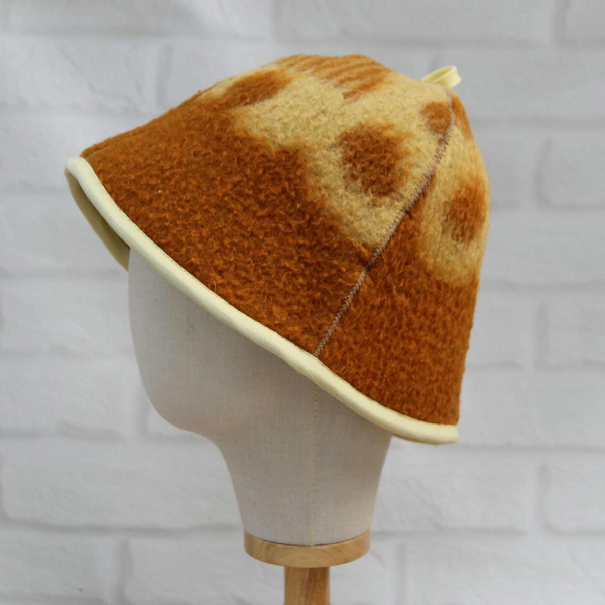 Upcycled Wool Blanket Sauna Hat, Banya Steam Room Headwear, Heat Protection Cap