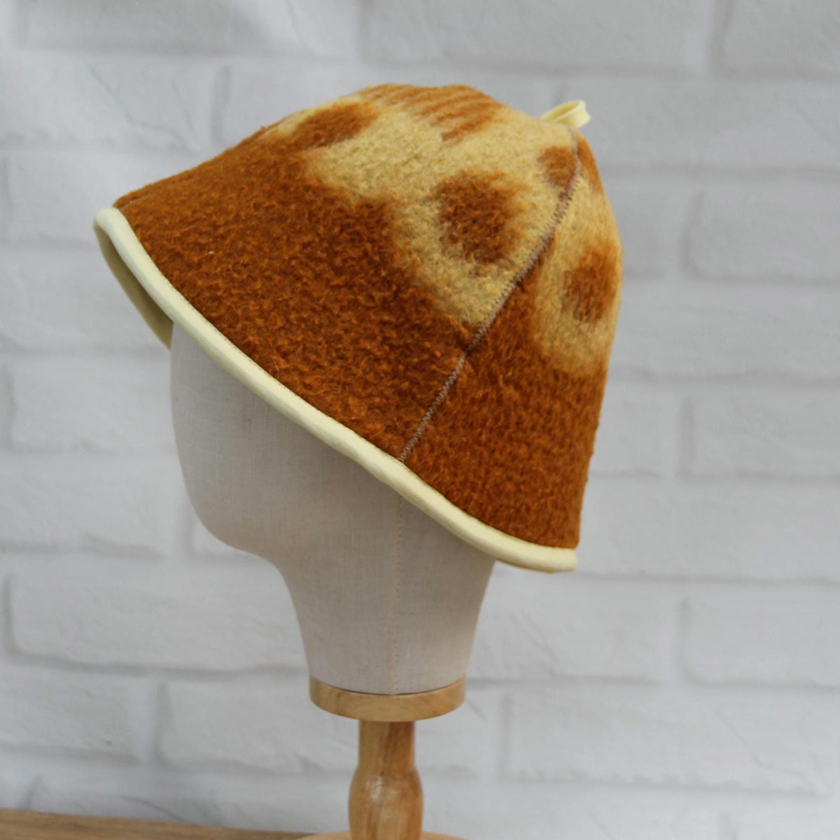 Upcycled Wool Blanket Sauna Hat, Banya Steam Room Headwear, Heat Protection Cap