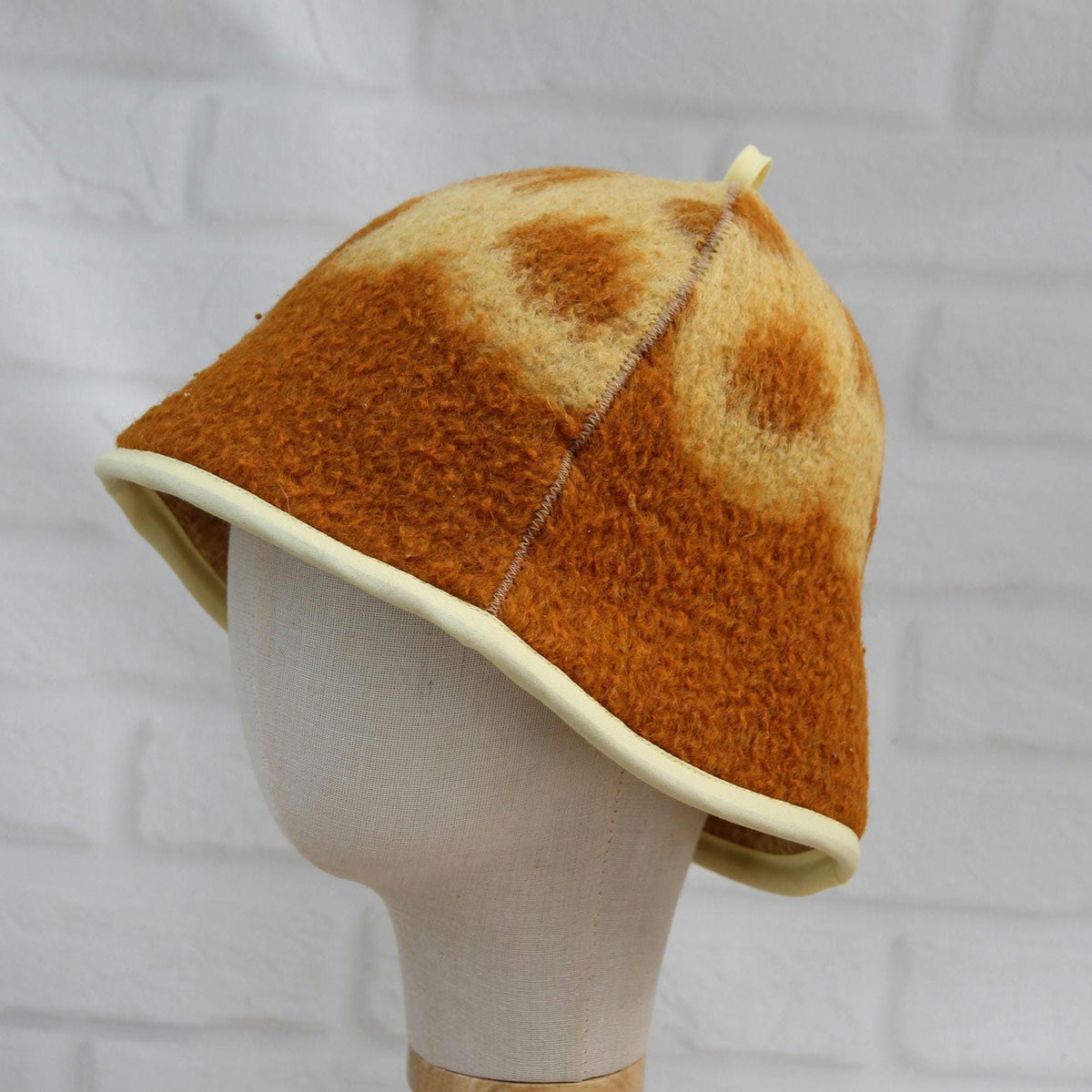 Upcycled Wool Blanket Sauna Hat, Banya Steam Room Headwear, Heat Protection Cap