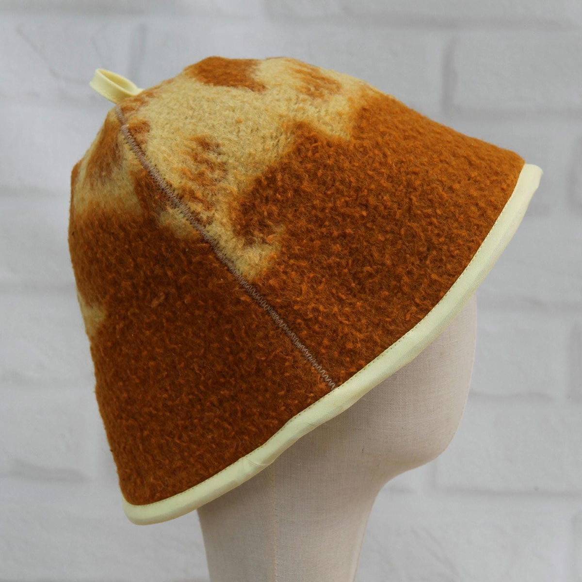 Upcycled Wool Blanket Sauna Hat, Banya Steam Room Headwear, Heat Protection Cap
