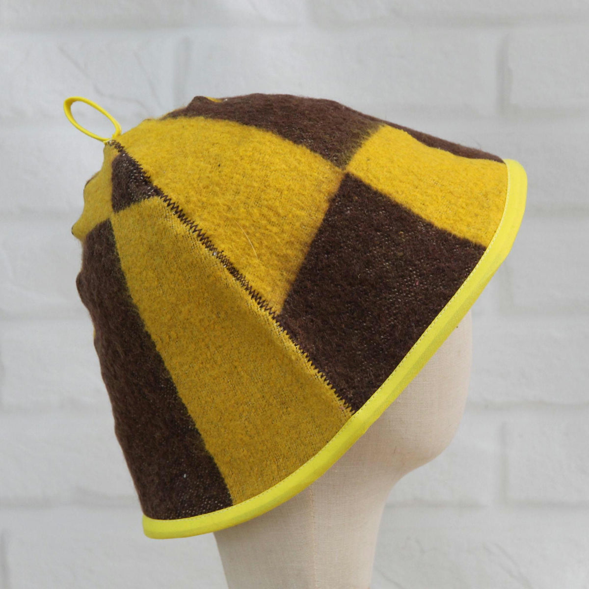 Wool Sauna Hat with Floral, Handmade from Upcycled Vintage Blanket, Unisex Spa orange Hat,Spa Wellness Accessory,Unique Gift for Sauna.