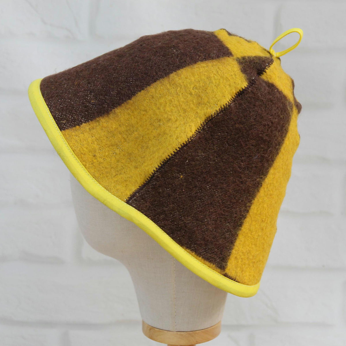 Wool Sauna Hat with Floral, Handmade from Upcycled Vintage Blanket, Unisex Spa orange Hat,Spa Wellness Accessory,Unique Gift for Sauna.