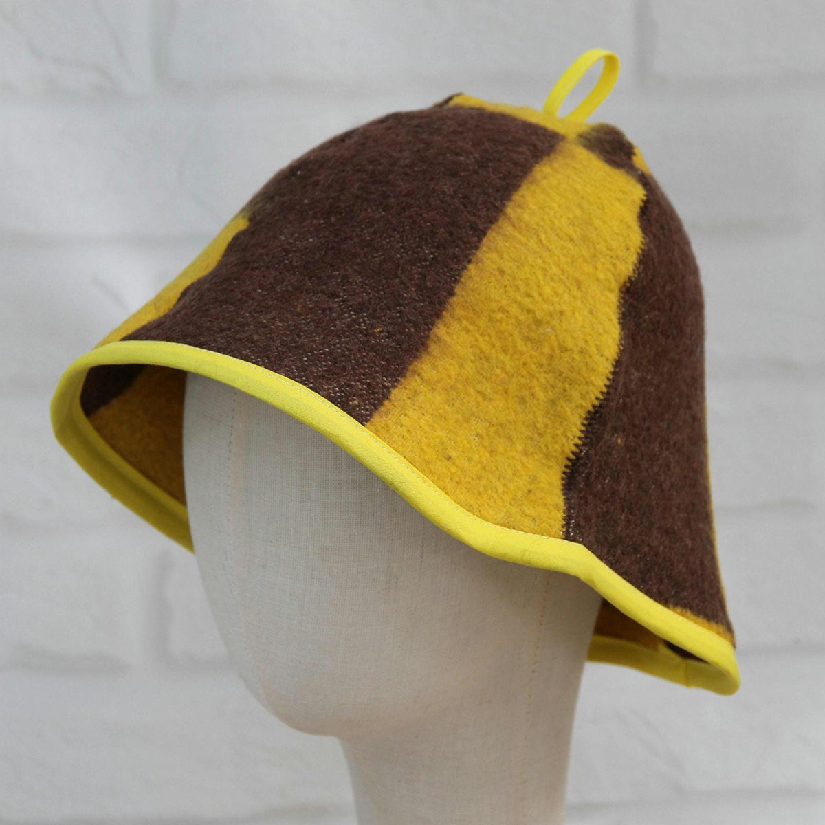 Wool Sauna Hat with Floral, Handmade from Upcycled Vintage Blanket, Unisex Spa orange Hat,Spa Wellness Accessory,Unique Gift for Sauna.