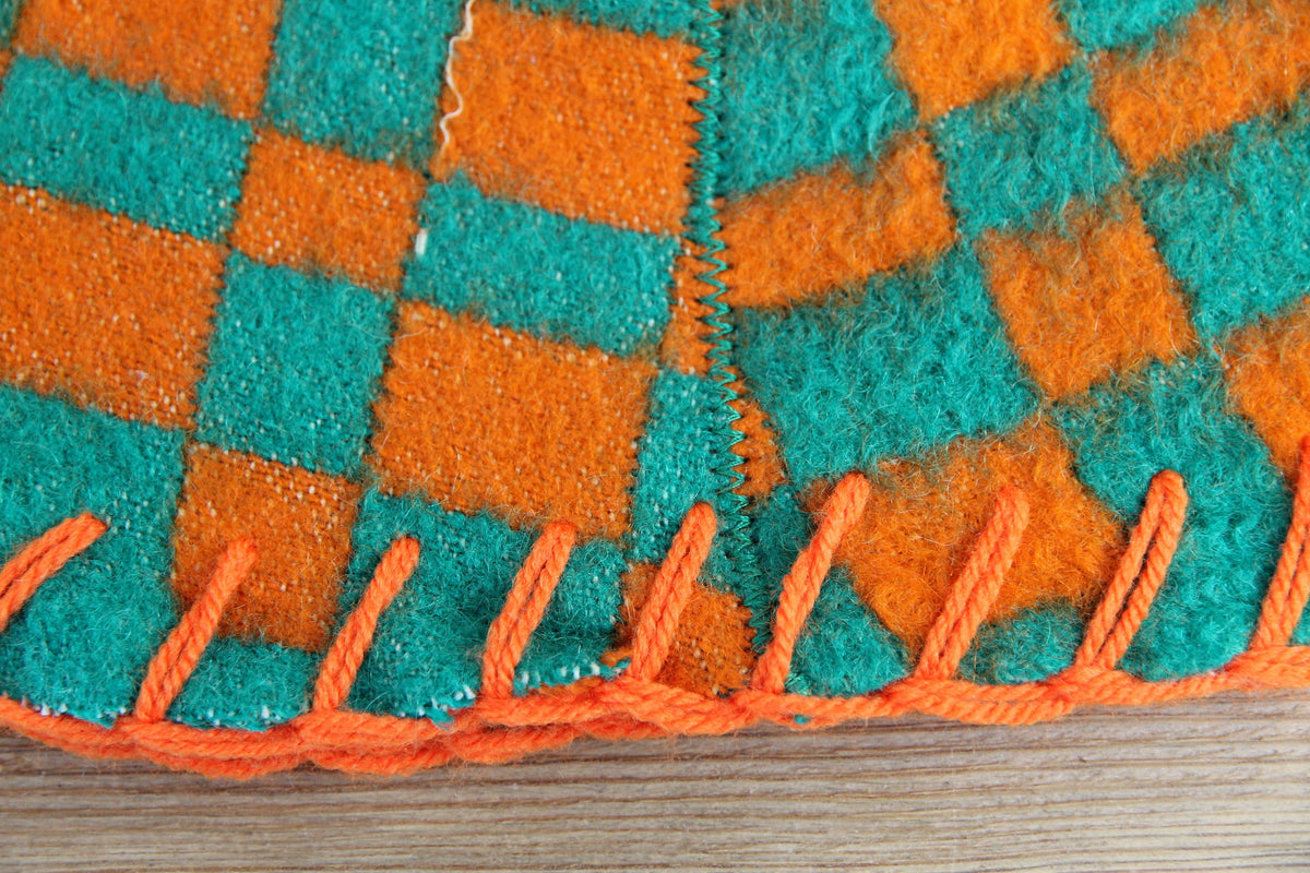 Upcycled Wool Sauna Hat, Geometric Banya Cap, Green Orange Steam Headwear