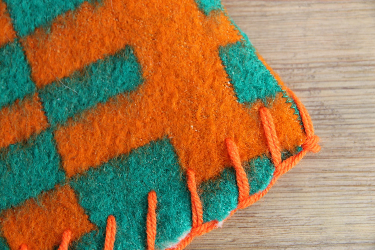 Upcycled Wool Sauna Hat, Geometric Banya Cap, Green Orange Steam Headwear