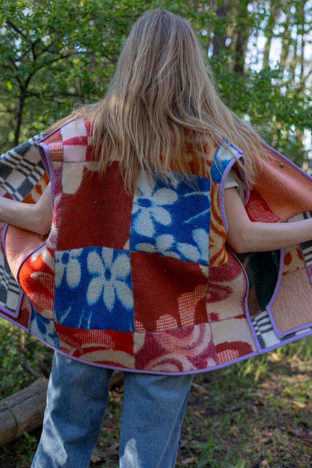 Blanket wool vest jacket size 8-10 M L,green blanket coat jacket, upcycled coats women,woolen vest plaid,dutch blanket coat,handmade