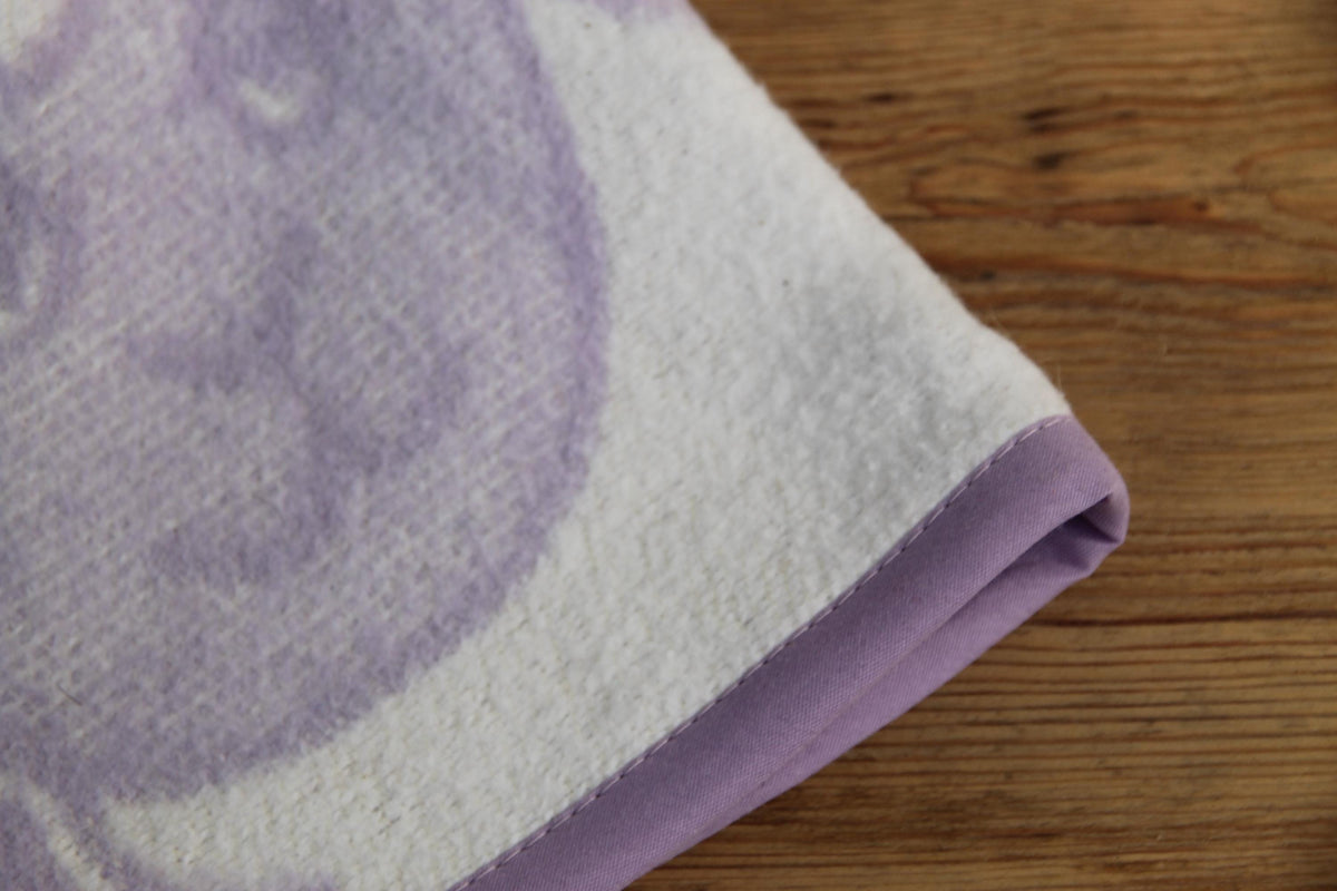 Lavender Sheep Print Wool Sauna Hat, Felted Banya Cap, Upcycled Blanket Protection