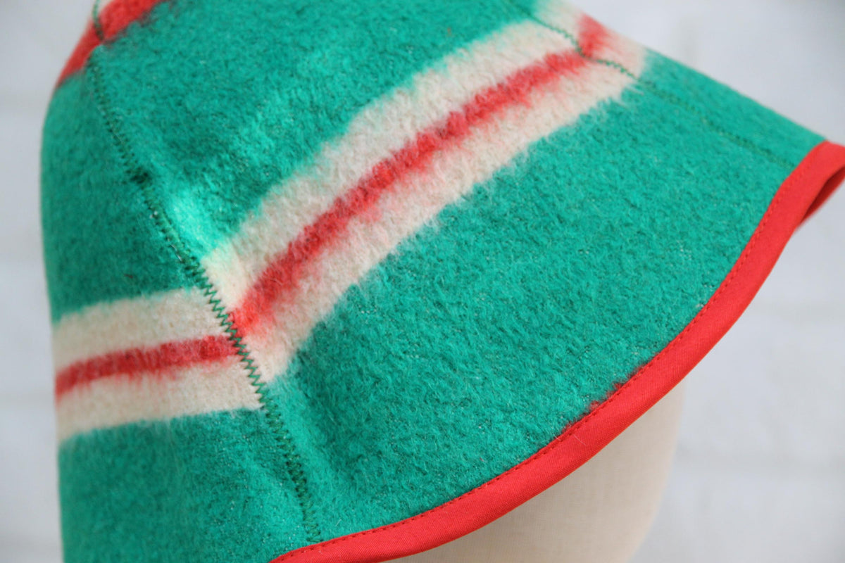 Wool Sauna Hat, Handmade Reversible Bath Hat from Vintage Blanket, Felted Sauna Cap, Unique Spa Accessory,Gift for Sauna Lover,wool bath hat