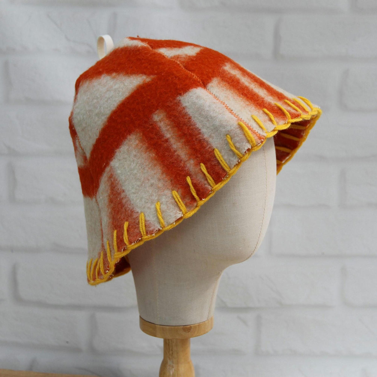 Wool Sauna Hat with Floral, Handmade from Upcycled Vintage Blanket, Unisex Spa Hat,Spa Wellness Accessory,Unique Gift for Sauna.