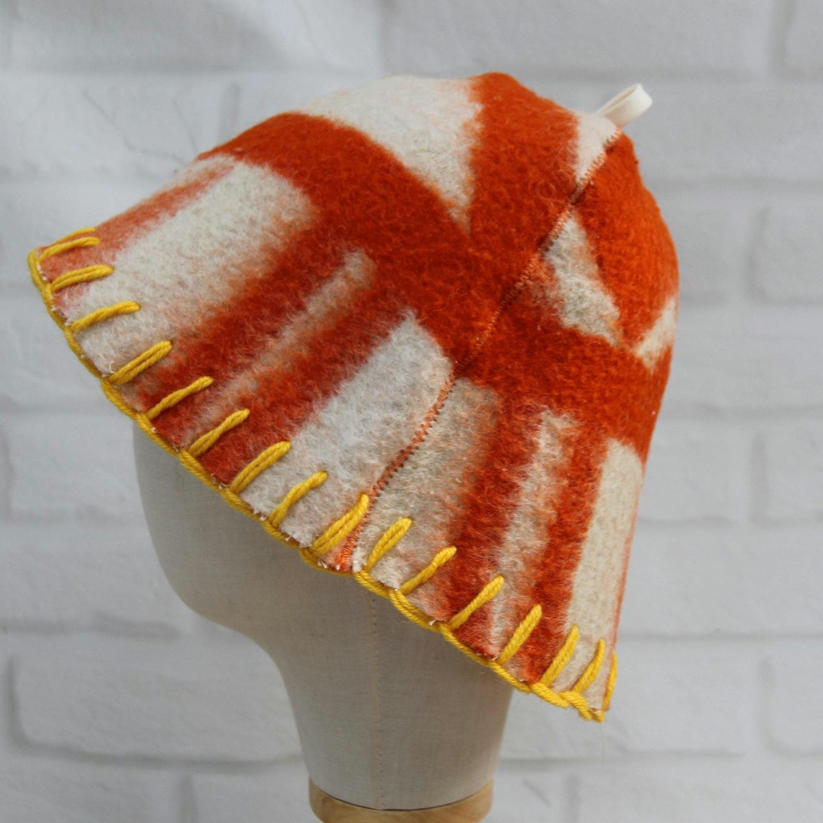 Wool Sauna Hat with Floral, Handmade from Upcycled Vintage Blanket, Unisex Spa Hat,Spa Wellness Accessory,Unique Gift for Sauna.