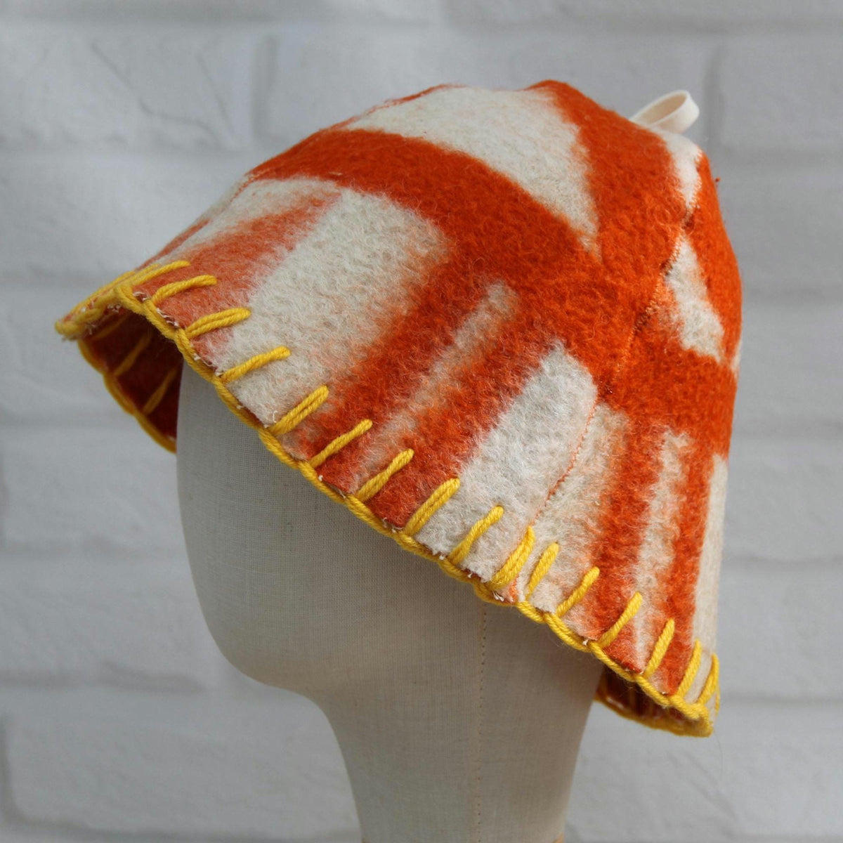 Wool Sauna Hat with Floral, Handmade from Upcycled Vintage Blanket, Unisex Spa Hat,Spa Wellness Accessory,Unique Gift for Sauna.