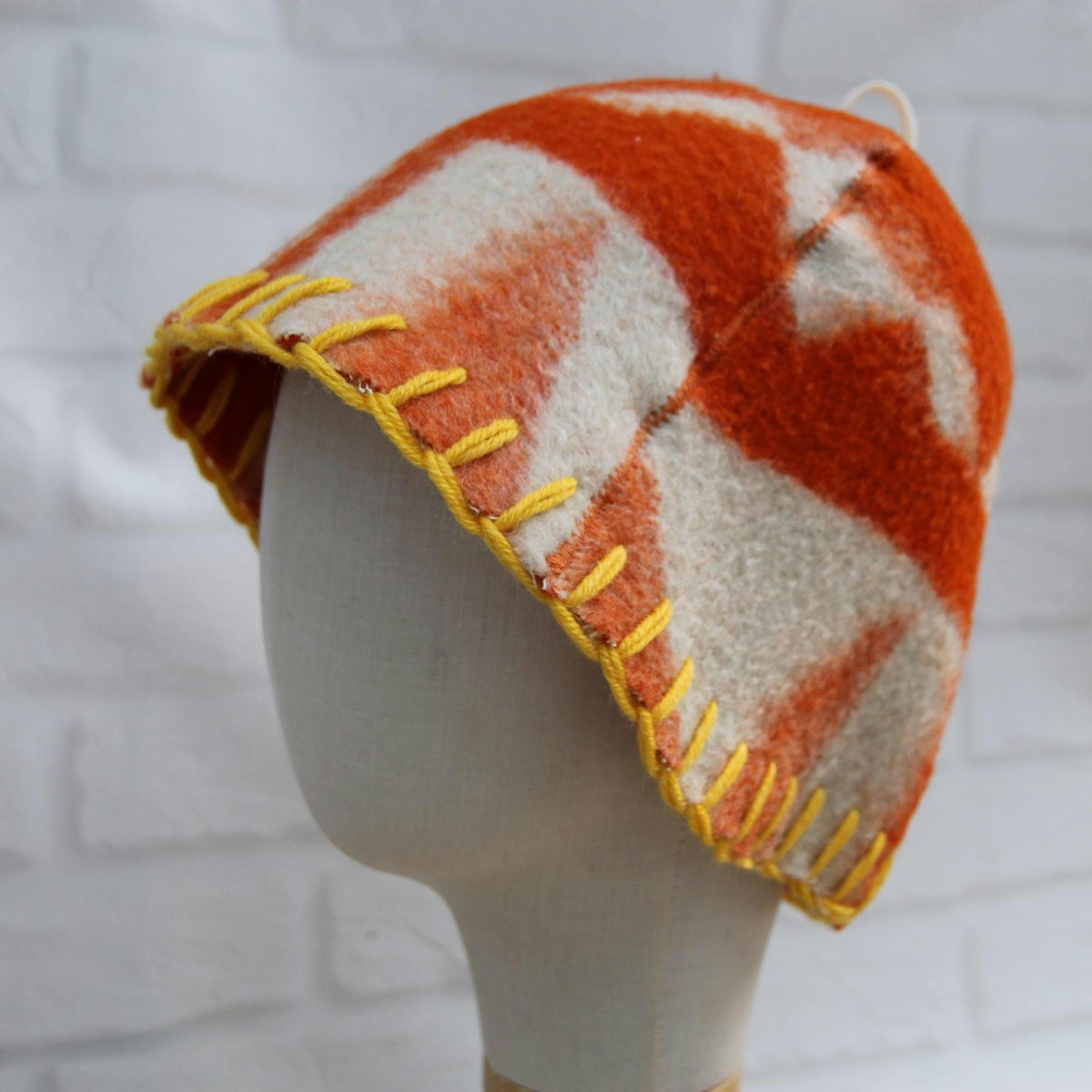 Wool Sauna Hat with Floral, Handmade from Upcycled Vintage Blanket, Unisex Spa Hat,Spa Wellness Accessory,Unique Gift for Sauna.