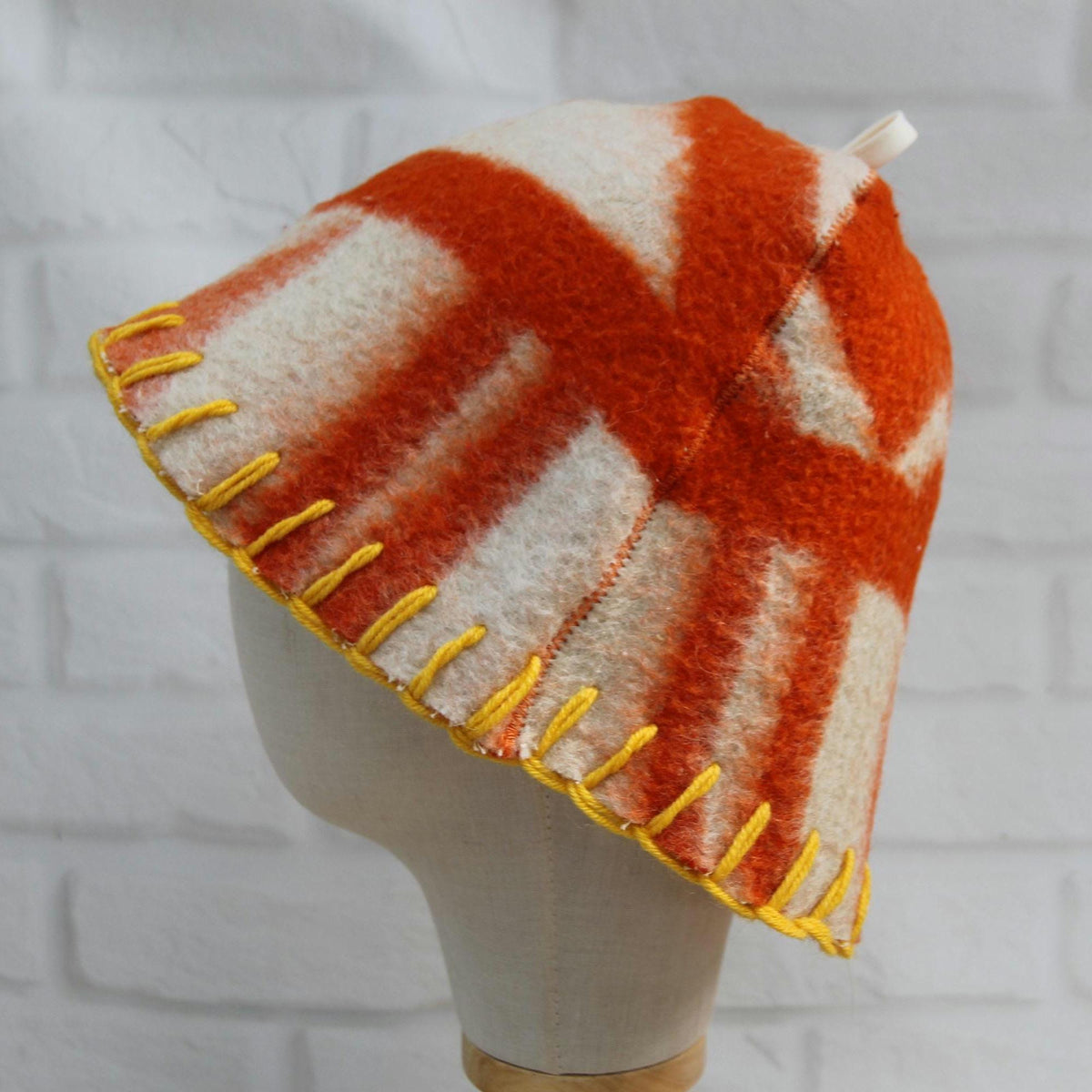 Wool Sauna Hat with Floral, Handmade from Upcycled Vintage Blanket, Unisex Spa Hat,Spa Wellness Accessory,Unique Gift for Sauna.