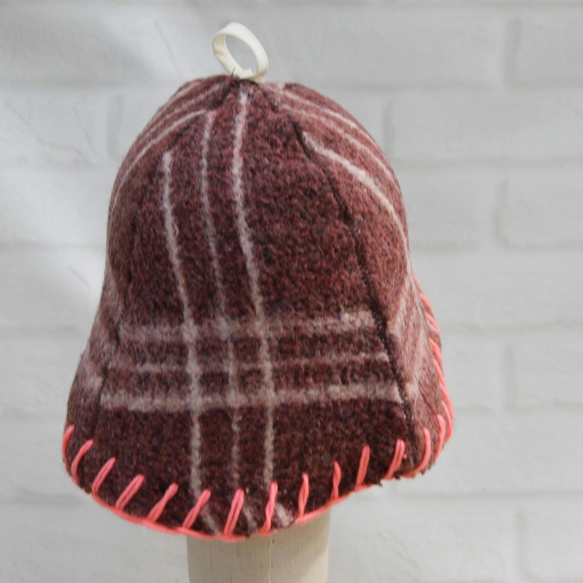 Brown Wool Sauna Hat with Floral, Handmade from Upcycled Vintage Blanket, Unisex Spa Hat,Spa Wellness Accessory,Unique Gift for Sauna.