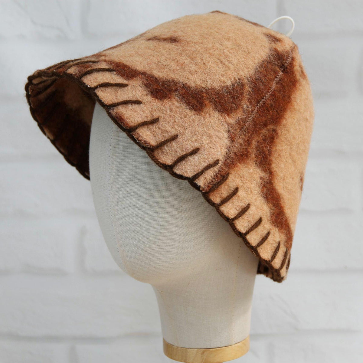 Upcycled Wool Sauna Hat – Unique Patterned Banya Cap for Steam Room
