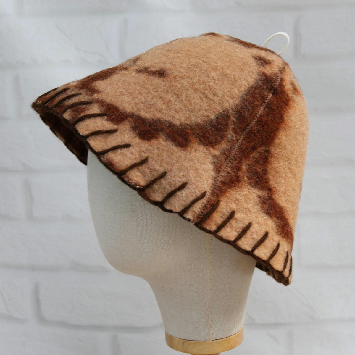 Upcycled Wool Sauna Hat – Unique Patterned Banya Cap for Steam Room
