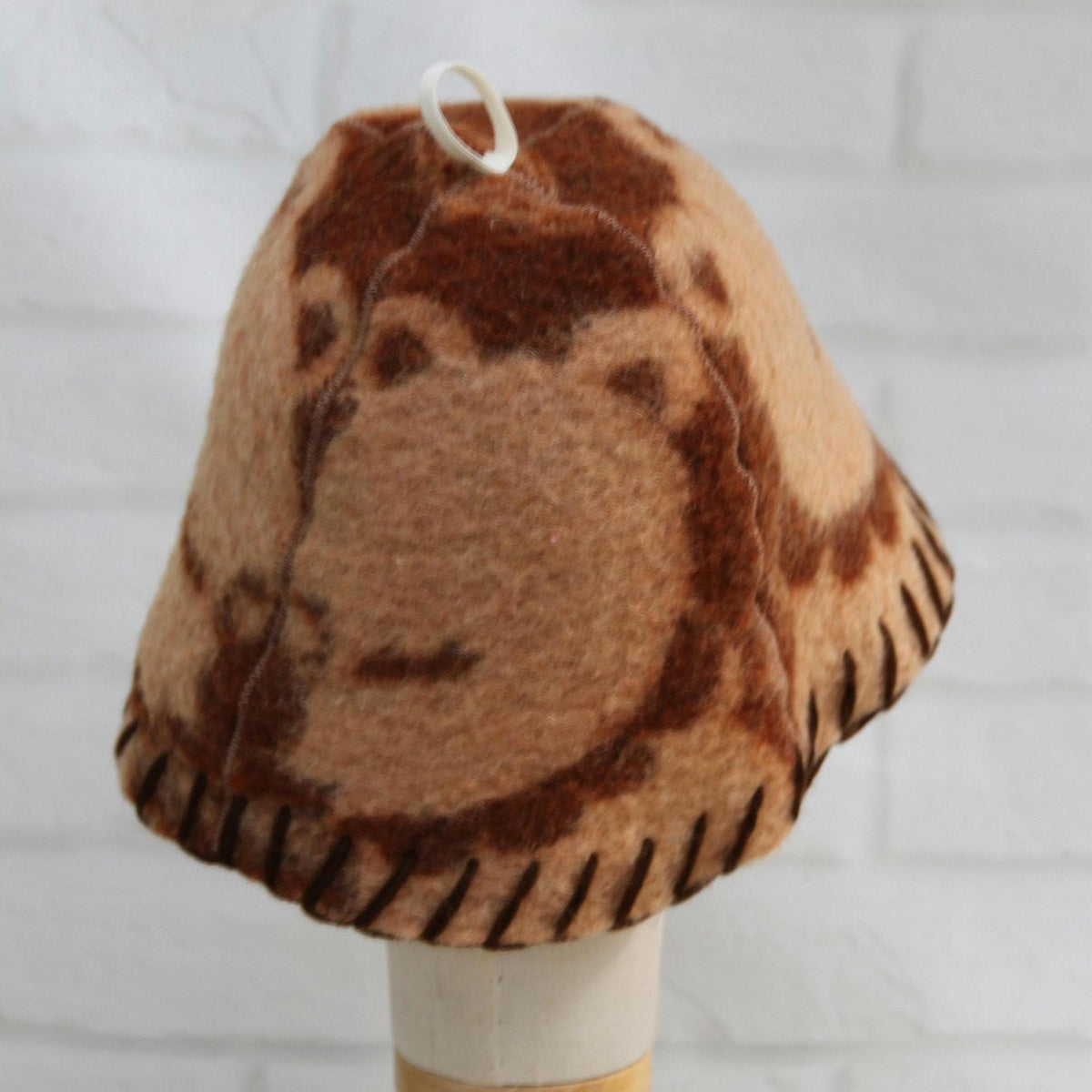 Upcycled Wool Sauna Hat – Unique Patterned Banya Cap for Steam Room