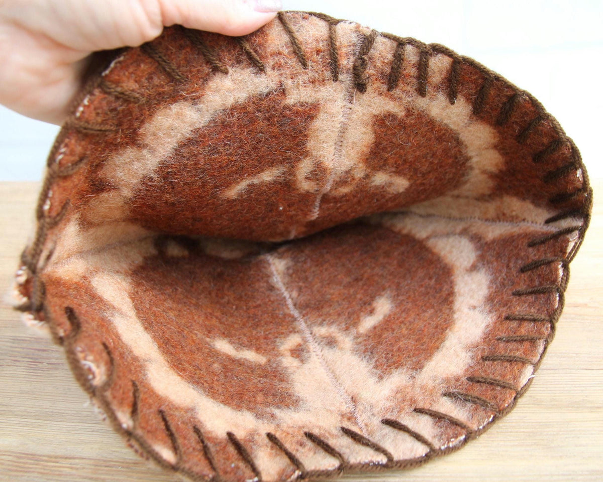 Upcycled Wool Sauna Hat – Unique Patterned Banya Cap for Steam Room