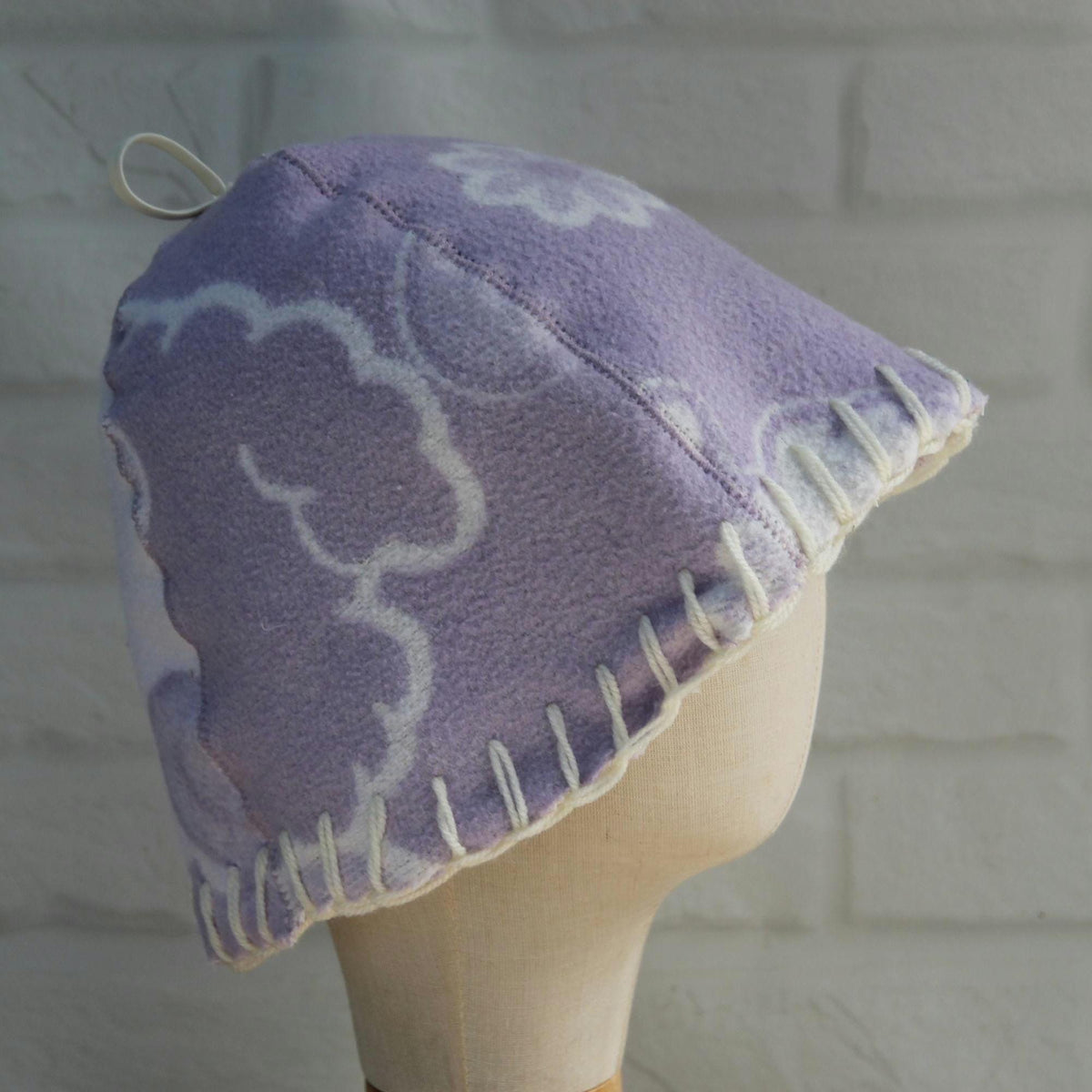 Handmade Upcycled Wool Sauna Hat - Floral Banya Hat for Women, Sustainable Spa Accessory