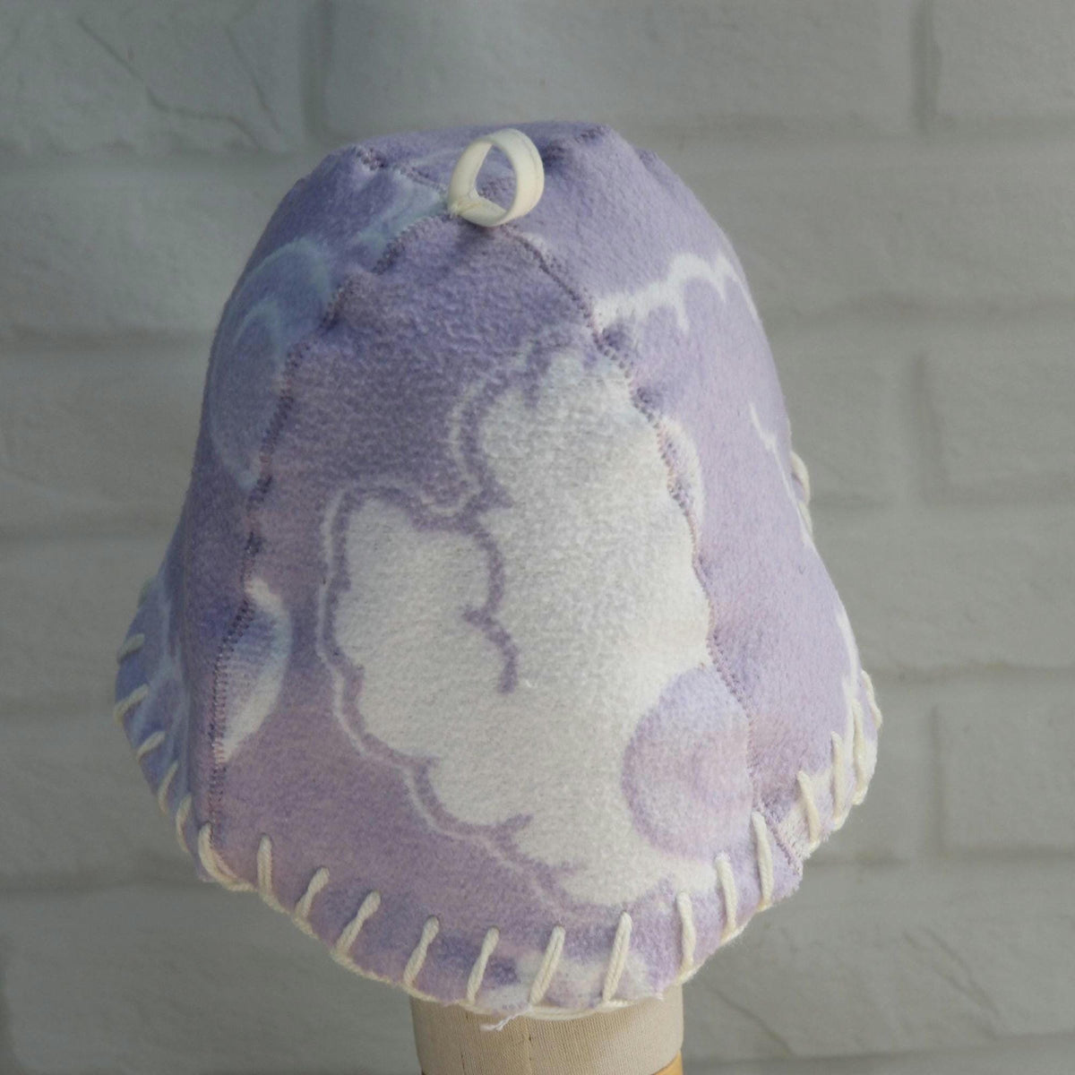 Handmade Upcycled Wool Sauna Hat - Floral Banya Hat for Women, Sustainable Spa Accessory