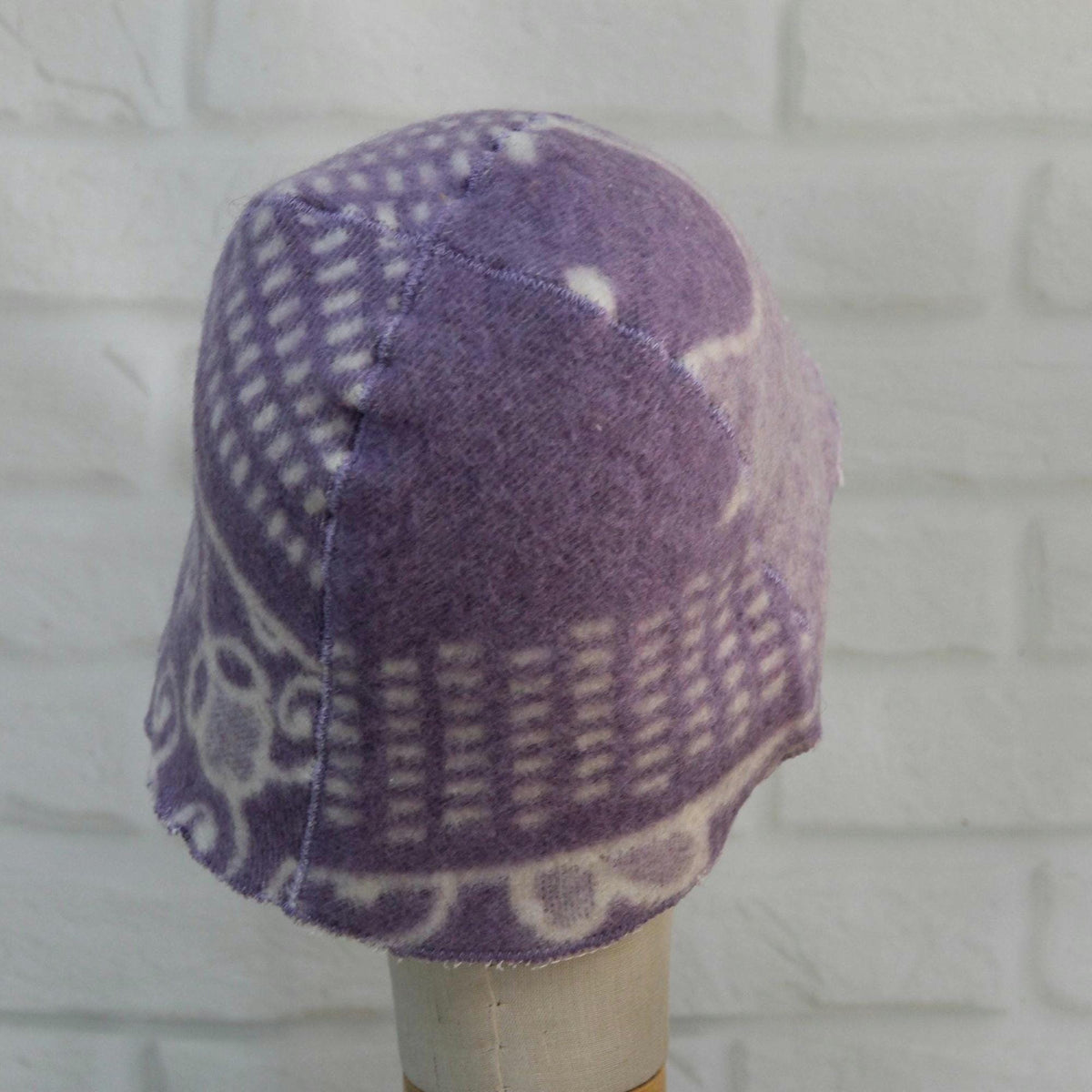 Brown Wool Sauna Hat with Floral, Handmade from Upcycled Vintage Blanket, Unisex Spa Hat,Spa Wellness Accessory,Unique Gift for Sauna.