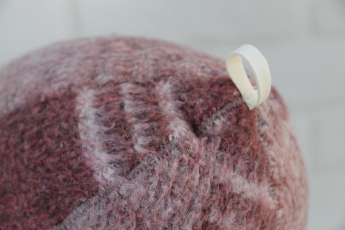Upcycled Wool Sauna Hat – Burgundy Mauve Plaid Banya Spa Accessory with Loop