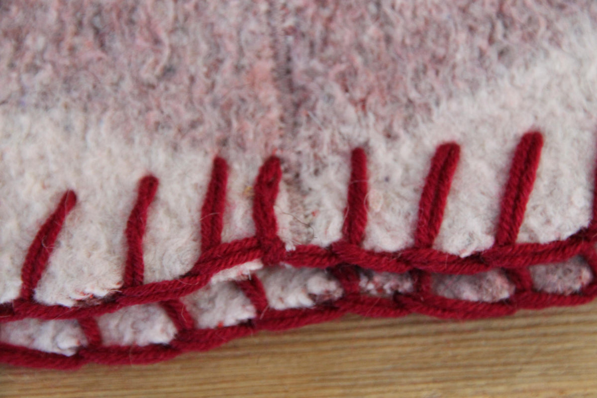 Upcycled Wool Sauna Hat – Burgundy Mauve Plaid Banya Spa Accessory with Loop