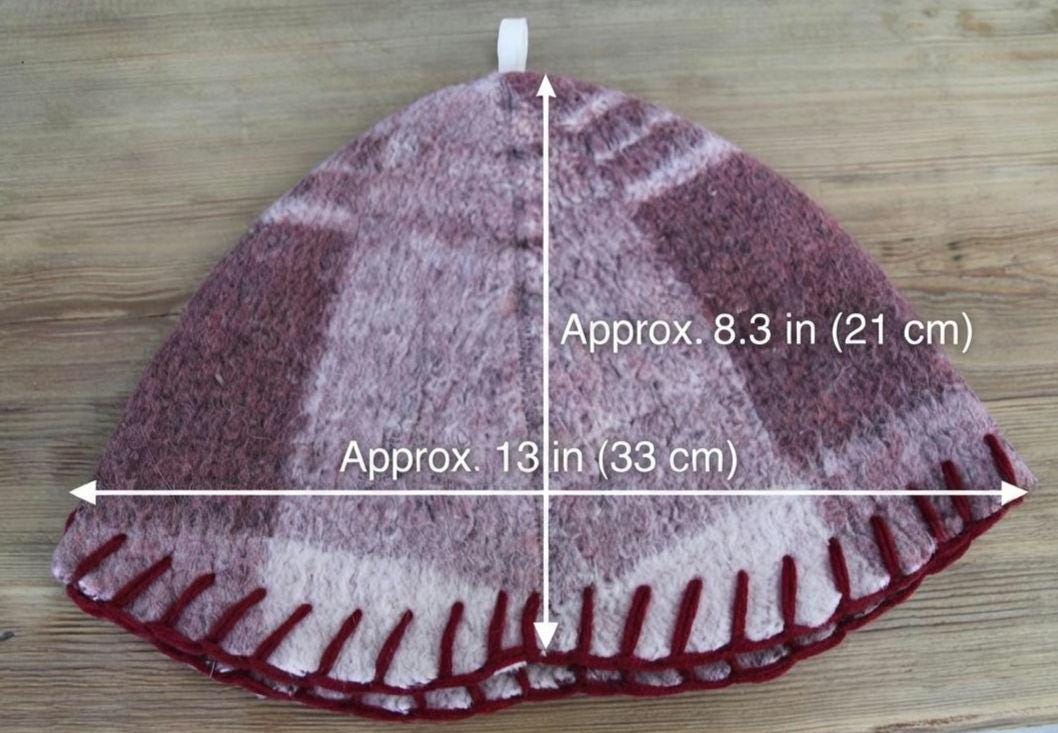 Upcycled Wool Sauna Hat – Burgundy Mauve Plaid Banya Spa Accessory with Loop
