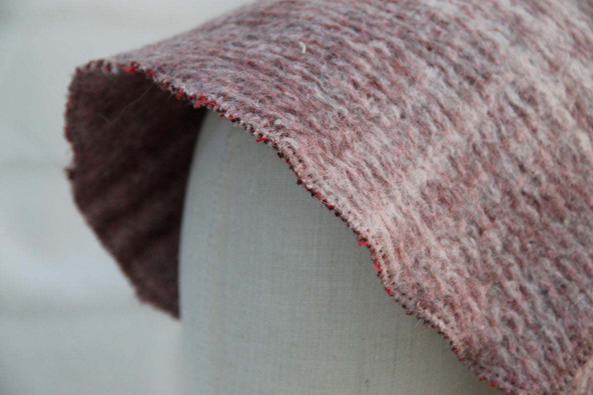Upcycled Wool Sauna Hat – Dusty Rose Taupe Ribbed Banya Spa Accessory
