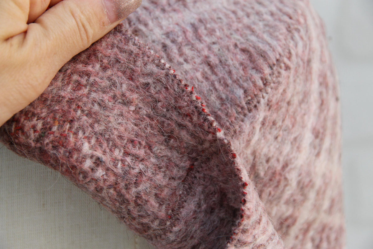Upcycled Wool Sauna Hat – Dusty Rose Taupe Ribbed Banya Spa Accessory