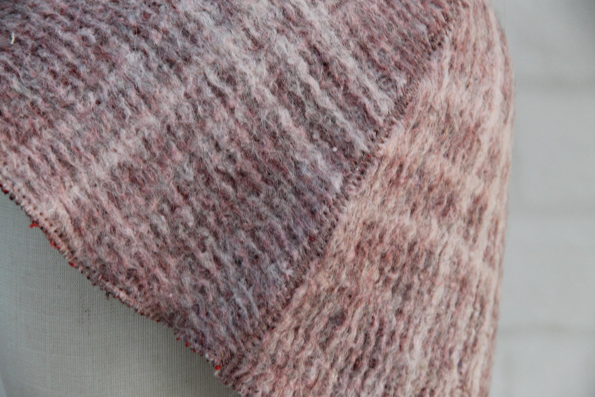 Upcycled Wool Sauna Hat – Dusty Rose Taupe Ribbed Banya Spa Accessory