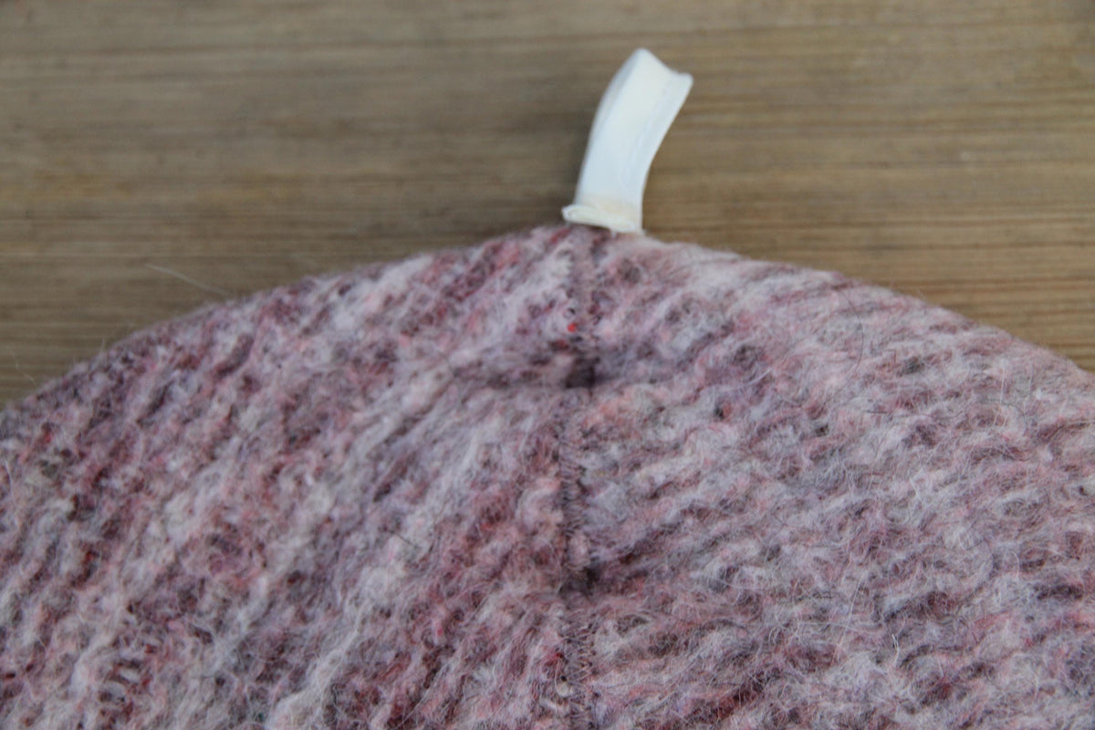 Upcycled Wool Sauna Hat – Dusty Rose Taupe Ribbed Banya Spa Accessory