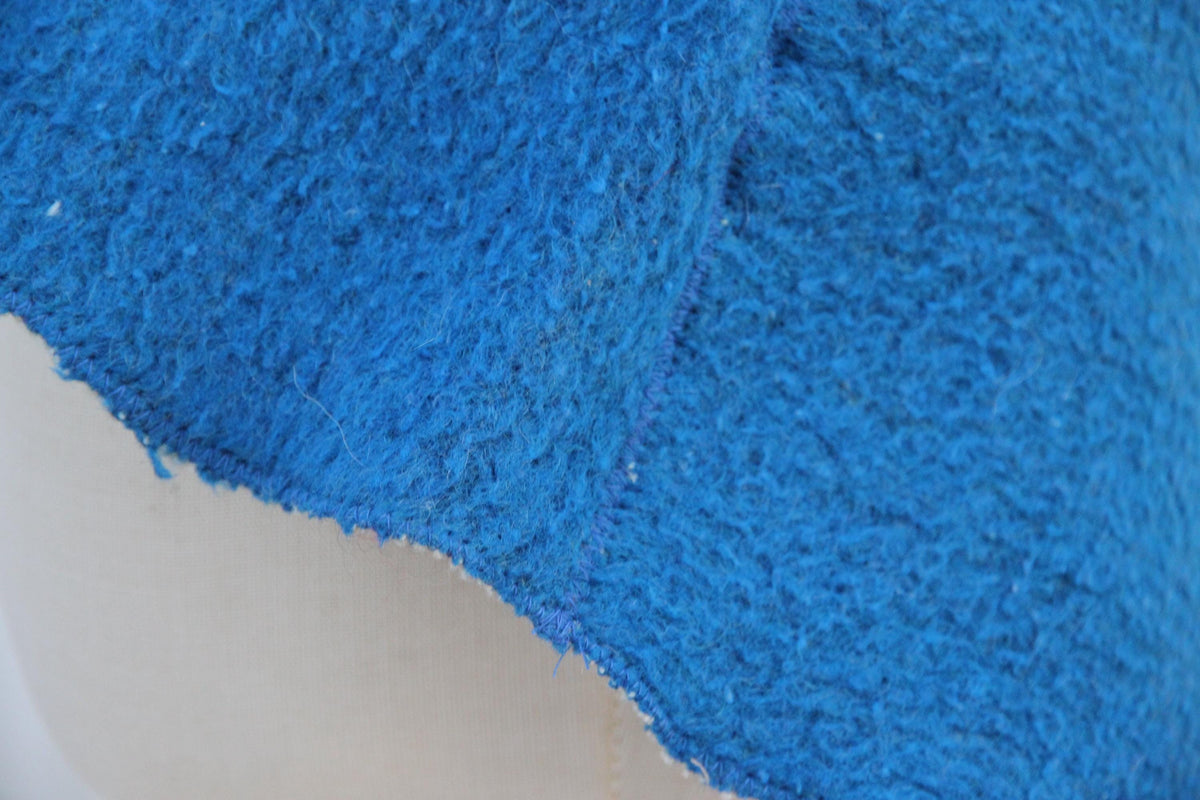 Upcycled Wool Sauna Hat – Blue White Banya Spa Accessory, Sustainable Handmade
