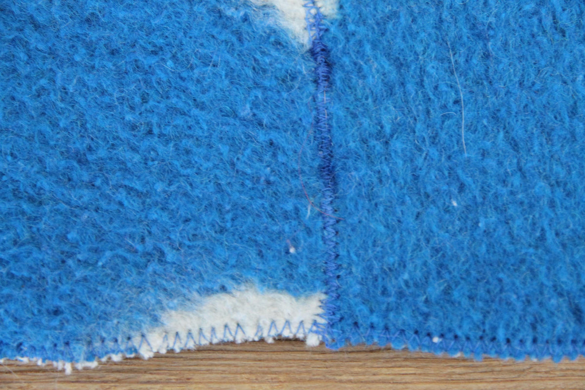 Upcycled Wool Sauna Hat – Blue White Banya Spa Accessory, Sustainable Handmade