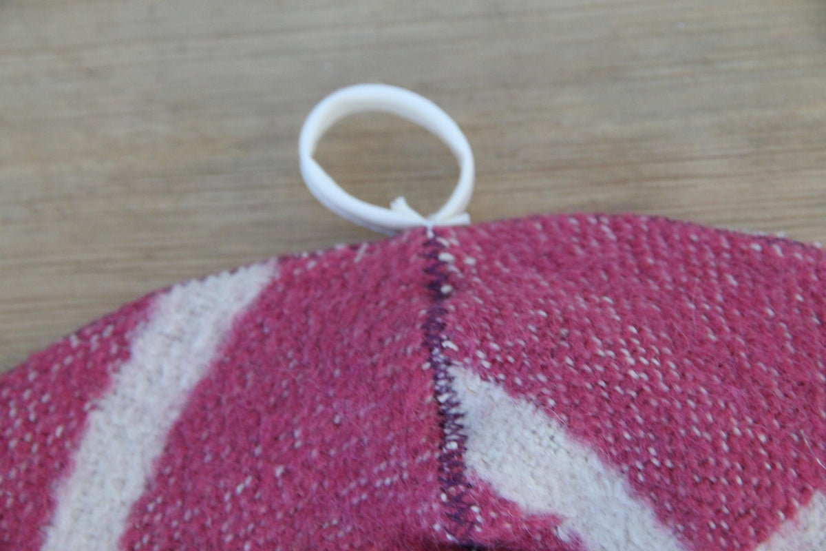 Handmade Upcycled Wool Sauna Hat – Burgundy Pink Plaid Banya Accessory