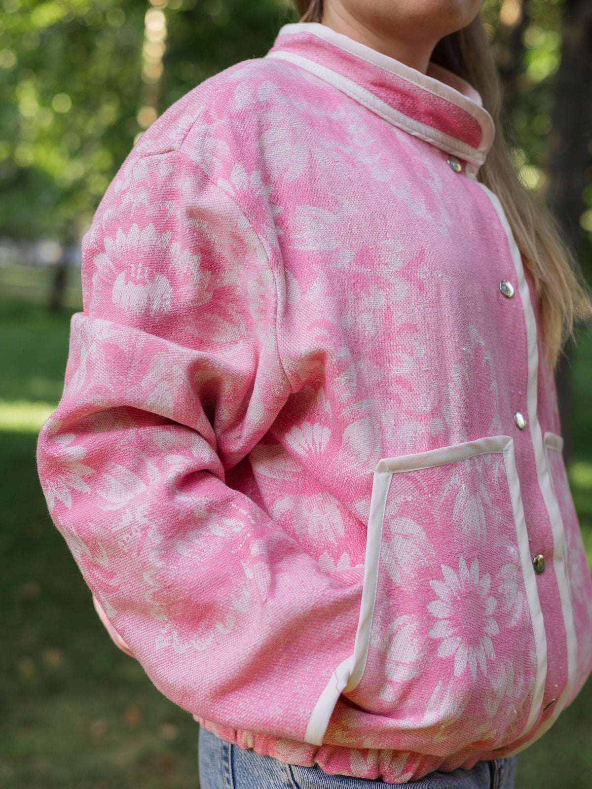 Upcycled Wool Blanket Jacket, Red Blue Striped Coat Handmade Folk Outerwear,Vintage Recycled Wool Size M,wollen jacket womens,gift for her.