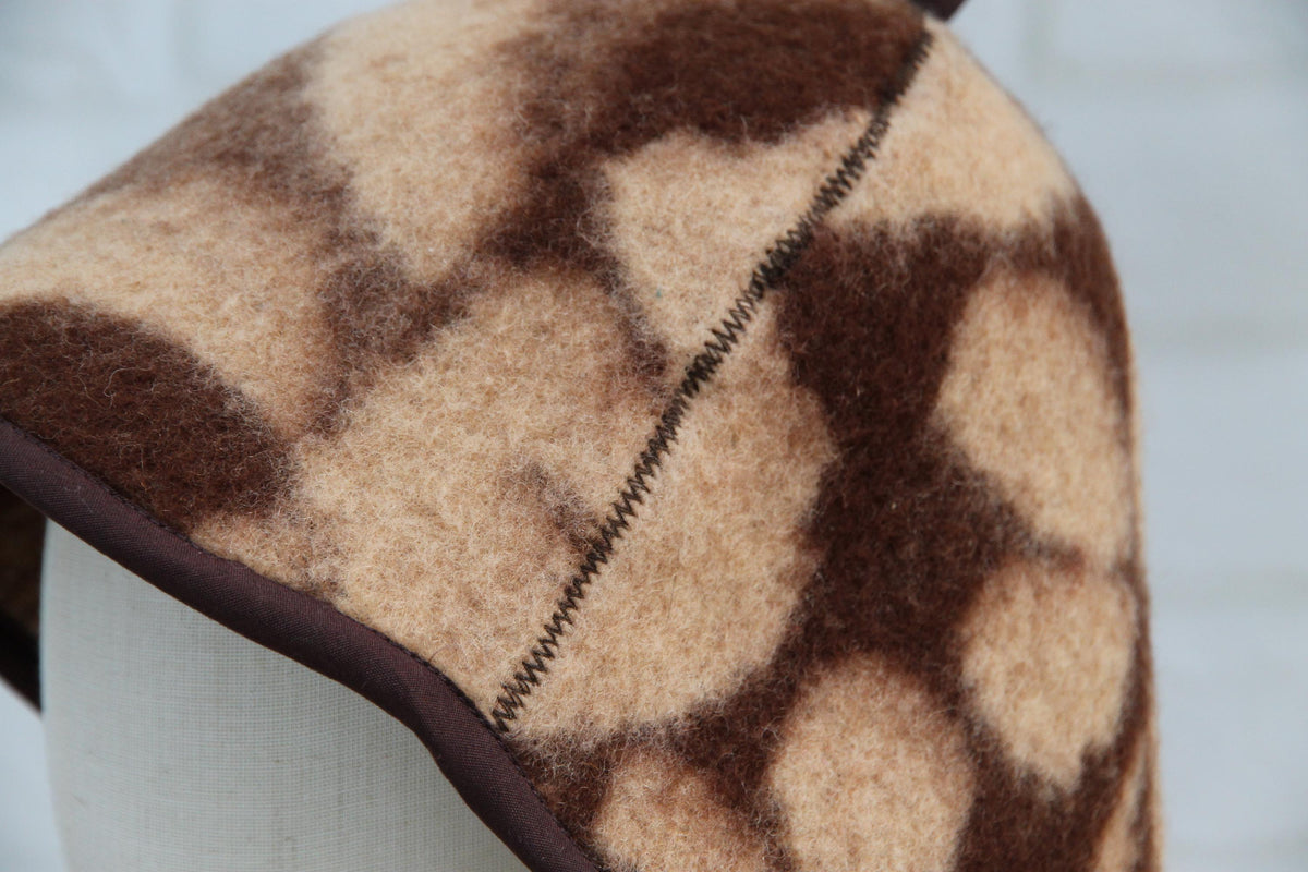 One-of-a-Kind Wool Sauna Hat, Upcycled Floral Pattern Blanket, Boho Chic Banya Headwear
