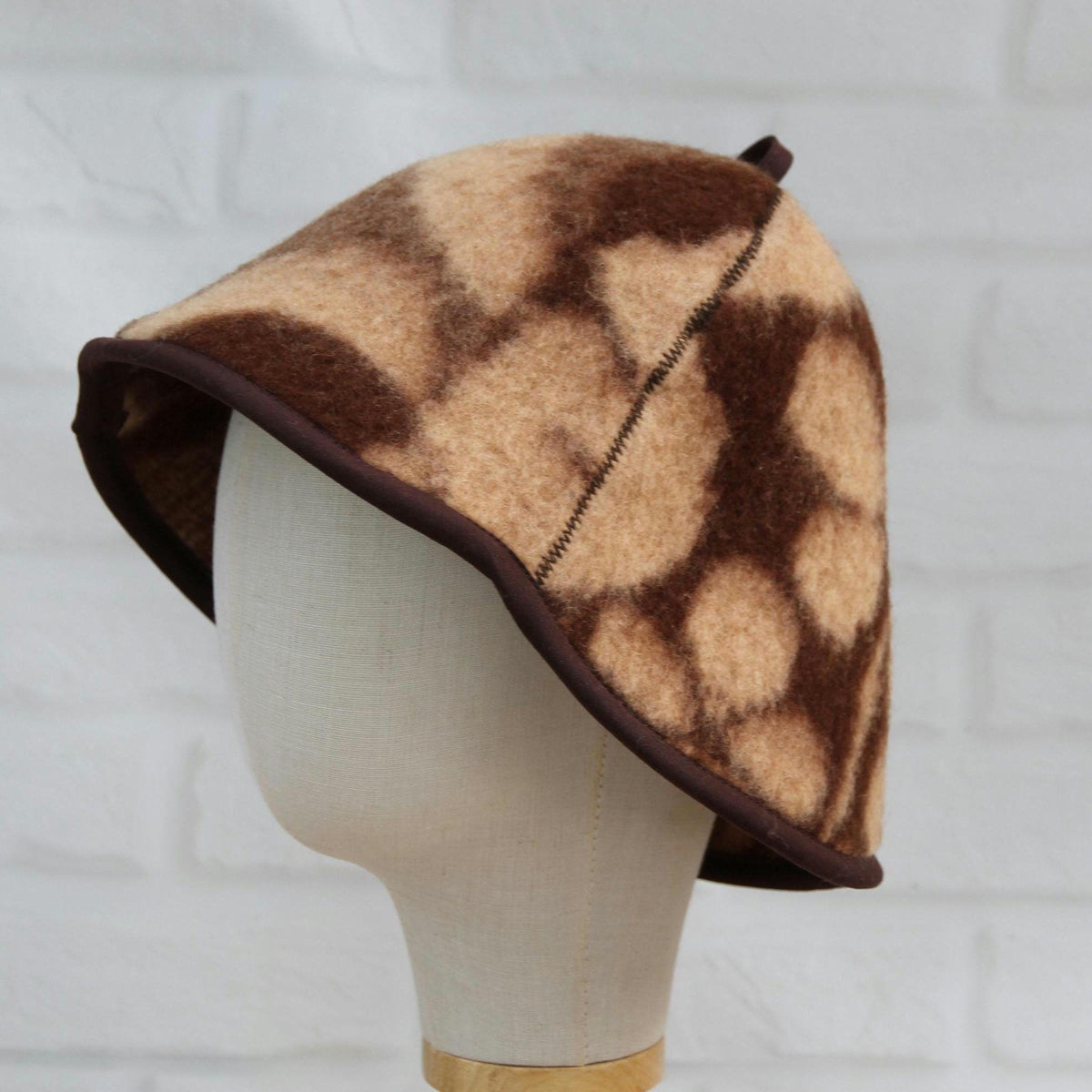 One-of-a-Kind Wool Sauna Hat, Upcycled Floral Pattern Blanket, Boho Chic Banya Headwear