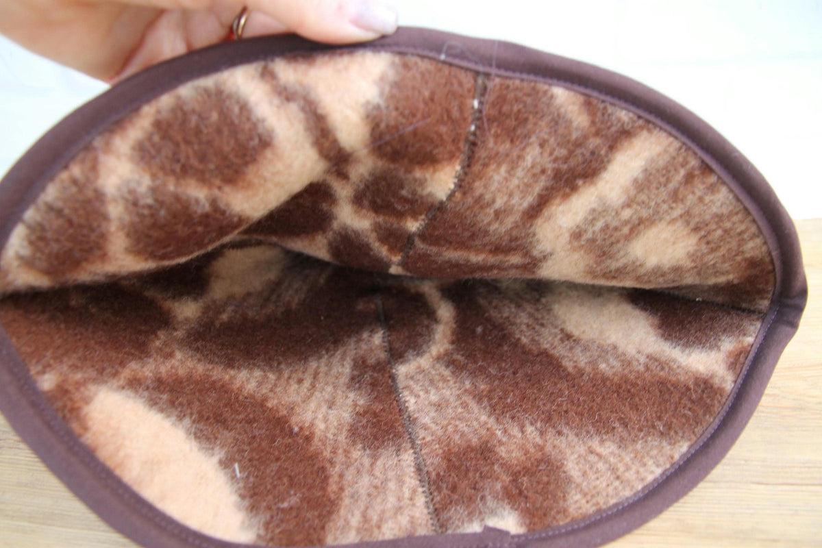 One-of-a-Kind Wool Sauna Hat, Upcycled Floral Pattern Blanket, Boho Chic Banya Headwear
