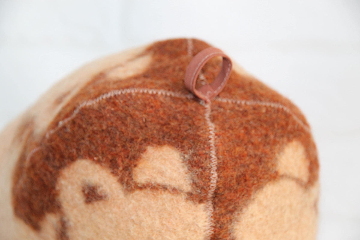 Handmade Upcycled Wool Sauna Hat – Bear Pattern, Sustainable Spa Accessory
