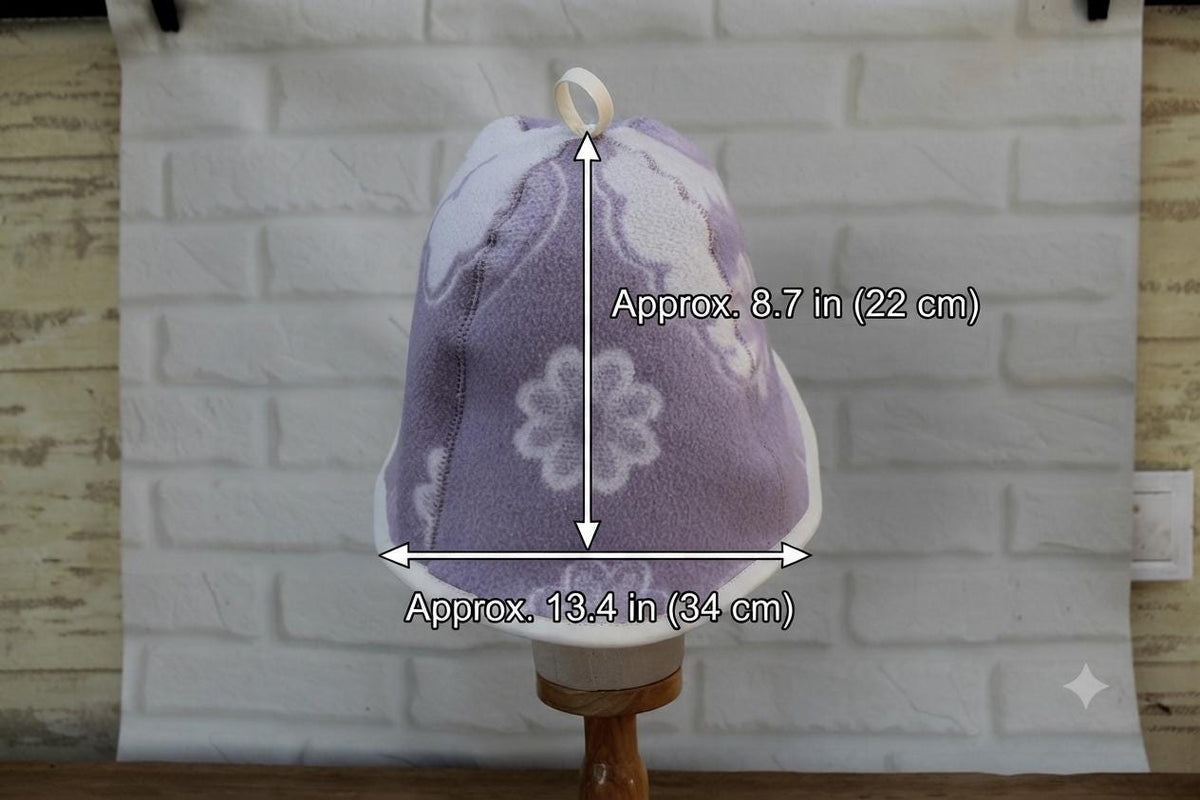 Handmade Upcycled Wool Sauna Hat – Lavender Floral Banya Accessory (Loop)