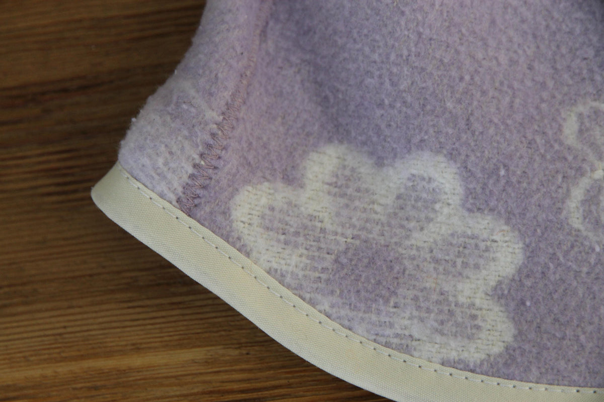 Handmade Upcycled Wool Sauna Hat – Lavender Floral Banya Accessory (Loop)