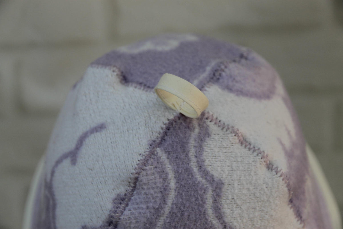 Handmade Upcycled Wool Sauna Hat – Lavender Floral Banya Accessory (Loop)