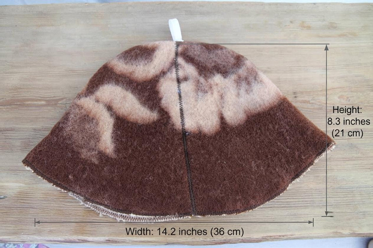 Handmade Felted Wool Sauna Hat, Upcycled Blanket Banya Cap, Spa Accessory