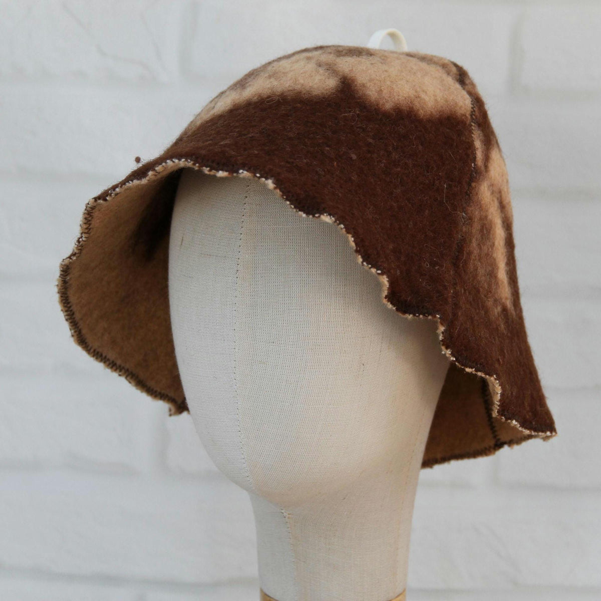Handmade Felted Wool Sauna Hat, Upcycled Blanket Banya Cap, Spa Accessory