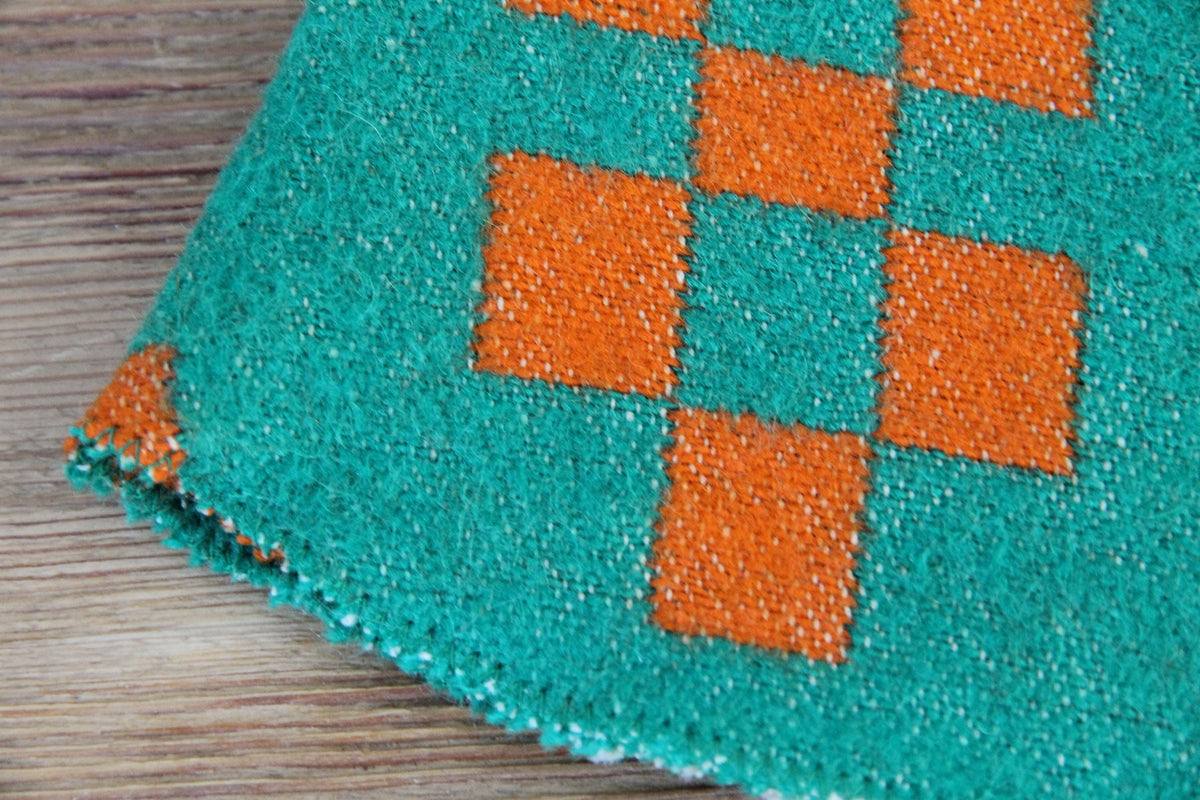 Handmade Upcycled Wool Sauna Hat - Green Orange Geometric Banya Hat