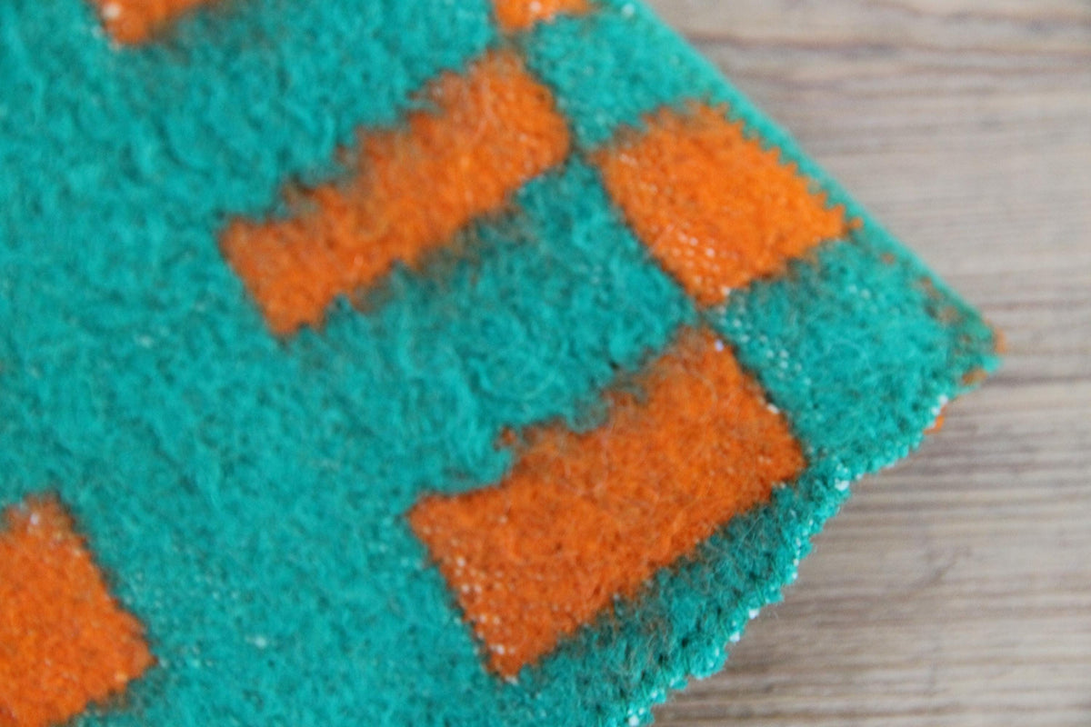 Handmade Upcycled Wool Sauna Hat - Green Orange Geometric Banya Hat