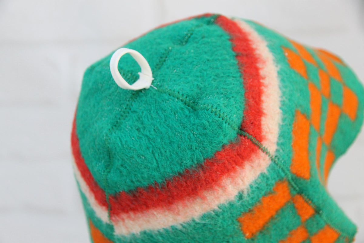 Handmade Upcycled Wool Sauna Hat - Green Orange Geometric Banya Hat