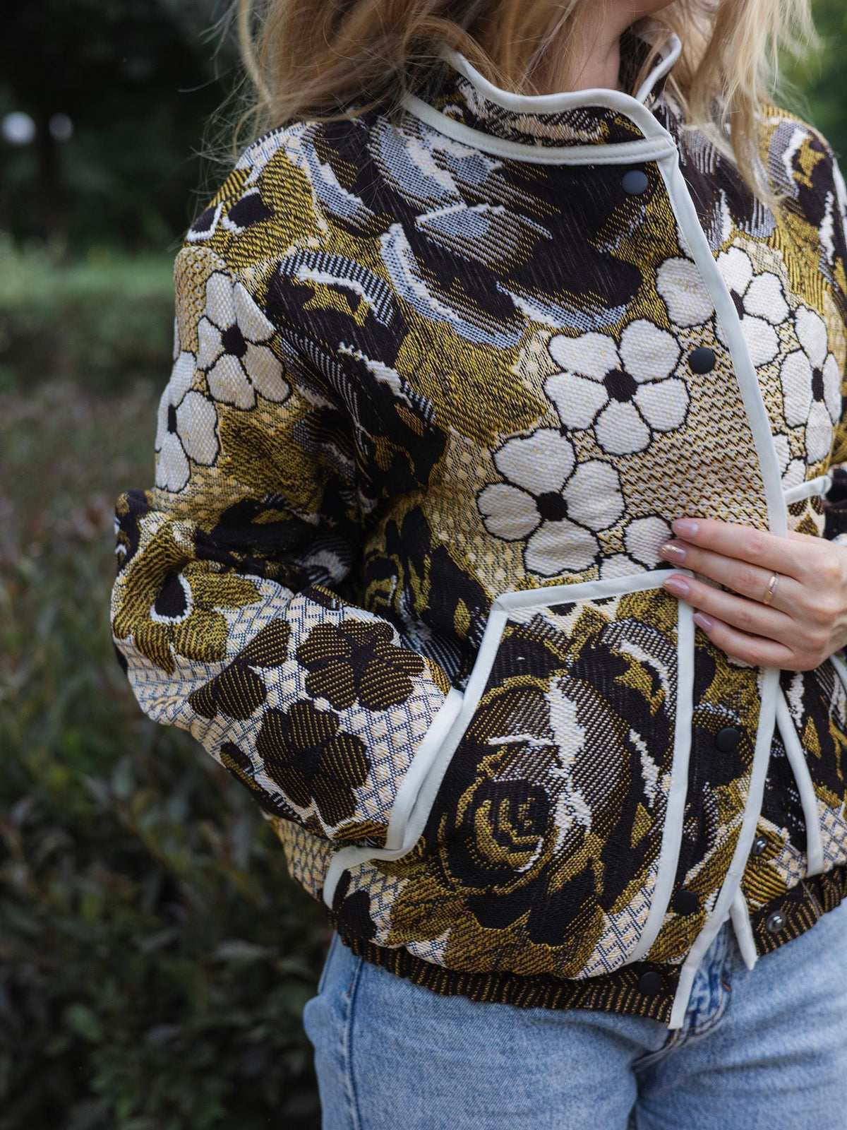 Handmade Tapestry Jacket, Upcycled Vintage Floral Blanket Coat, Oversized Statement Bomber, Unique Boho Outerwear